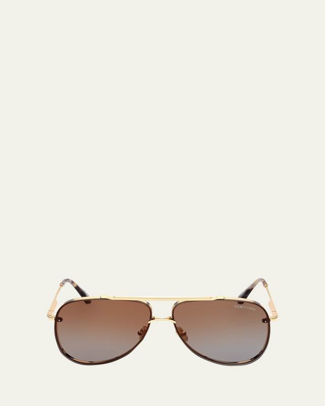 Tortoise Metal & Acetate Aviator Sunglasses